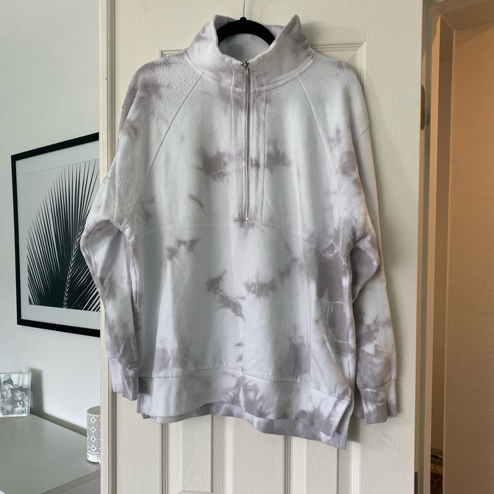 Pink 3/4 Zip Mock Collar Sweatshirt
